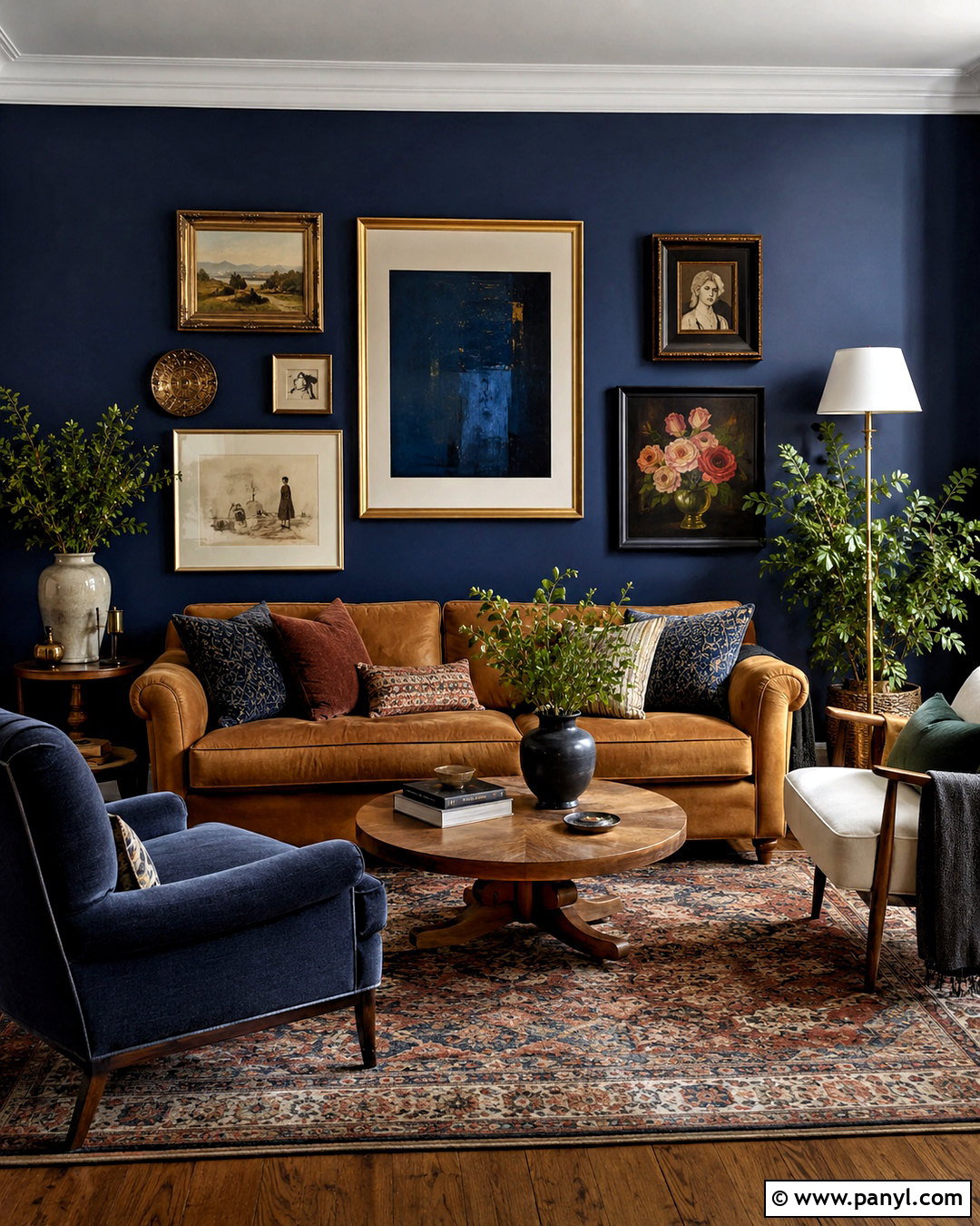 Navy Gallery Wall Living Room - 20 navy feature wall living room ideas