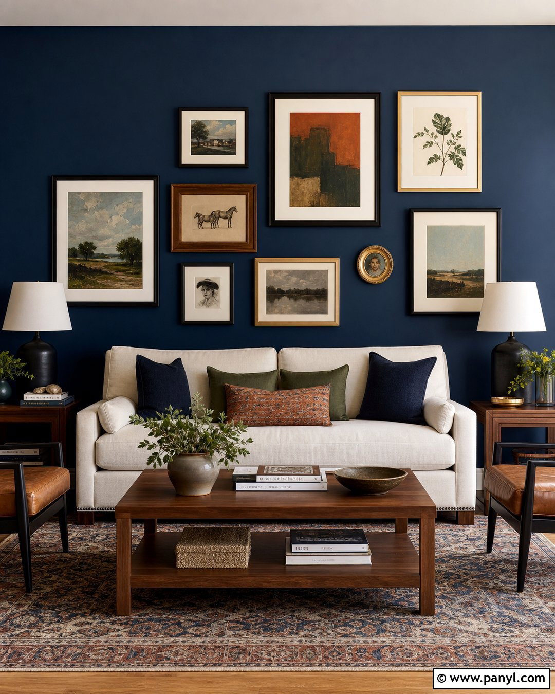 Navy Gallery Wall - 35 Navy Accent Wall Ideas