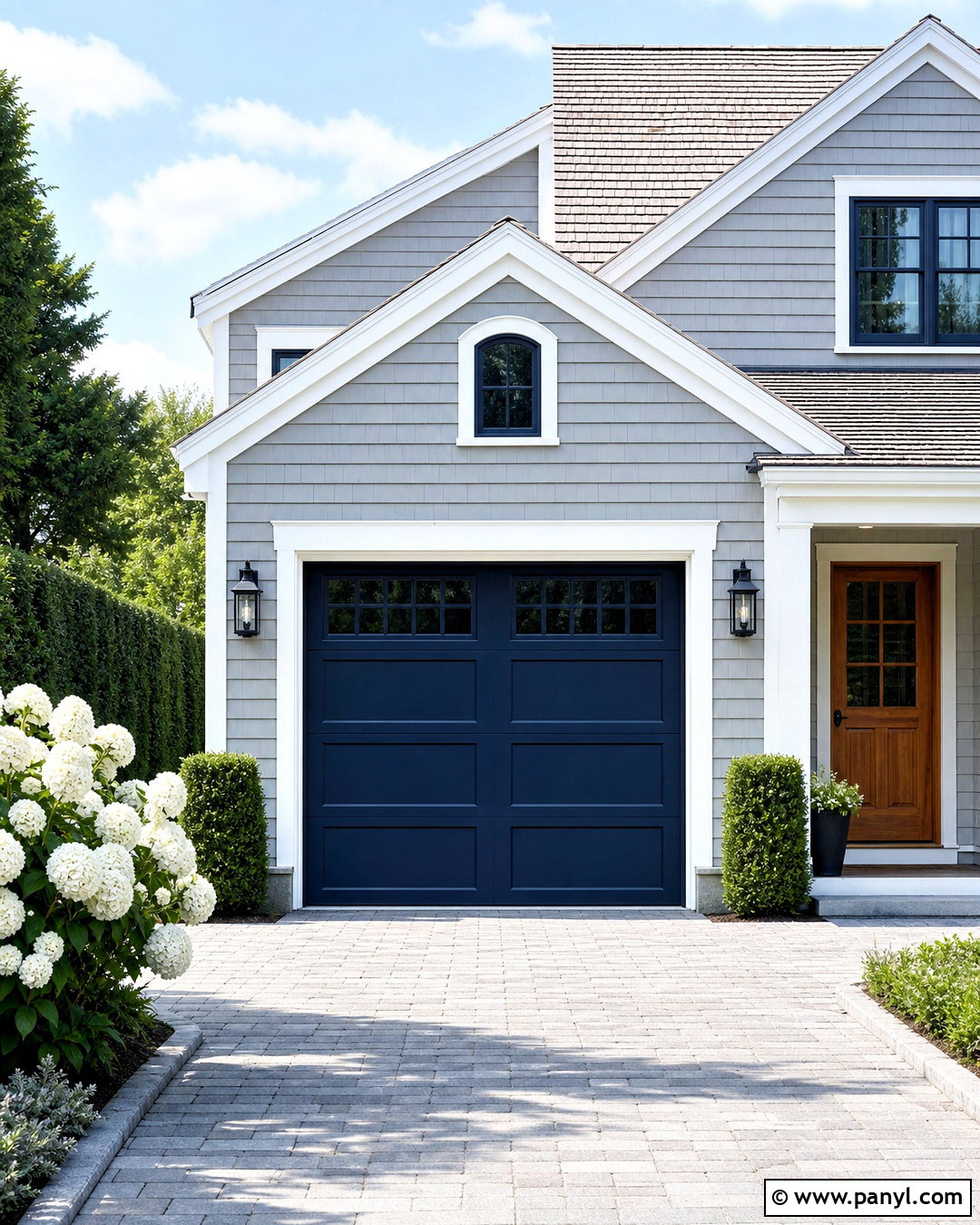 Navy Garage Door With White Trim - 20 garage door painting ideas