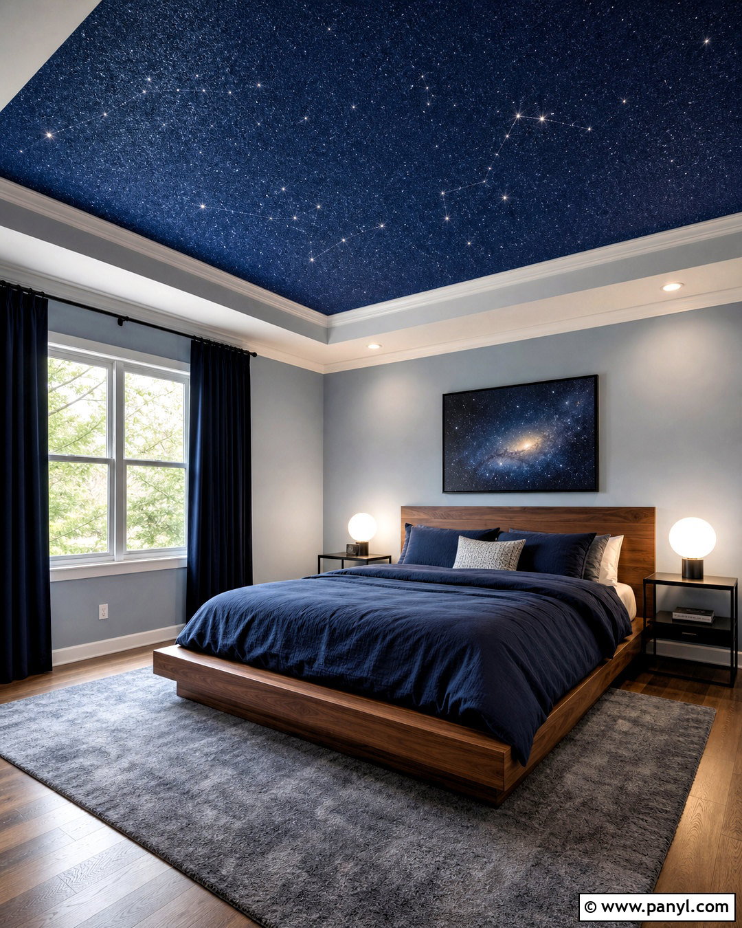 Navy Glitter Galaxy Ceiling - 20 glitter ceiling ideas