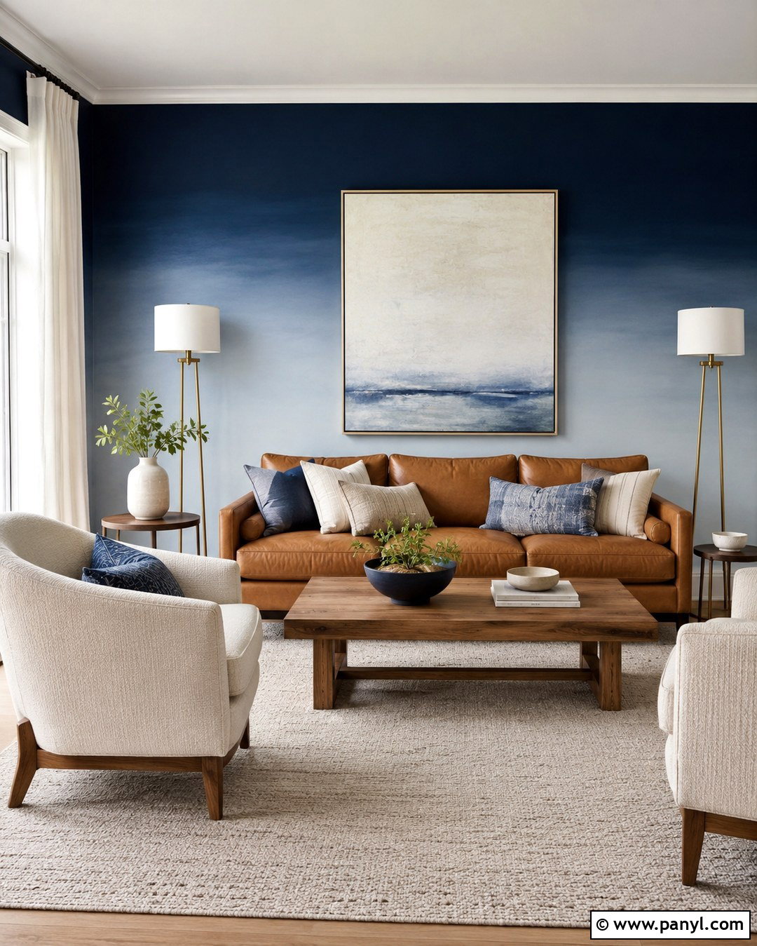 Navy Gradient Wall Living Room - 20 Color Gradient Wall Ideas