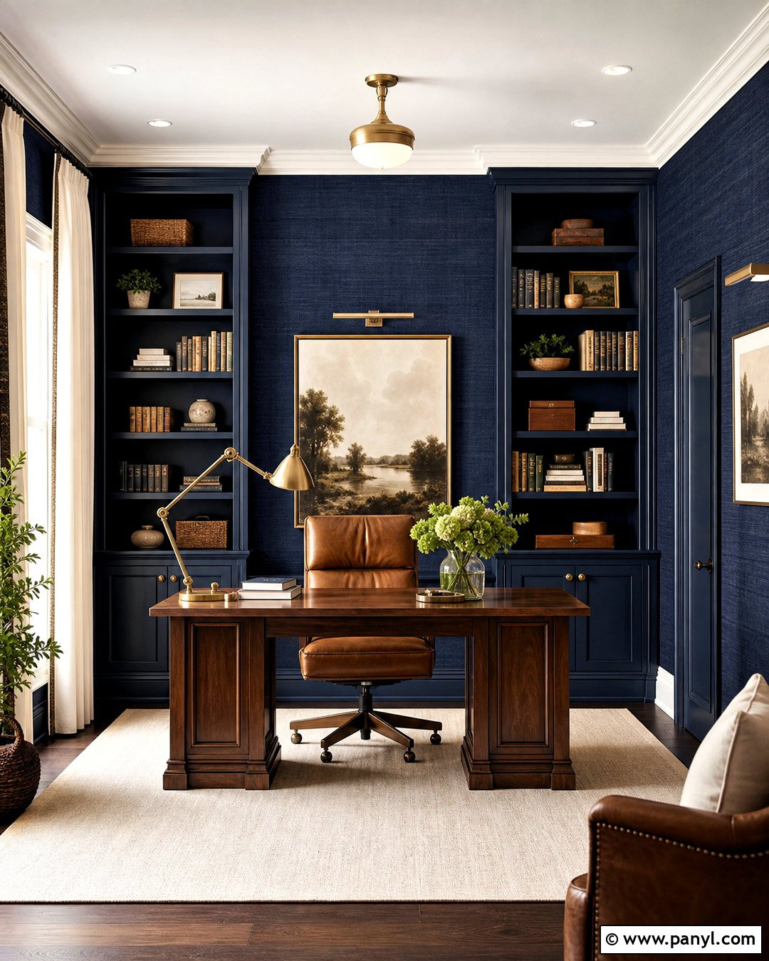 Navy Grasscloth Textured Wallpaper Office - 20 textured wallpaper ideas