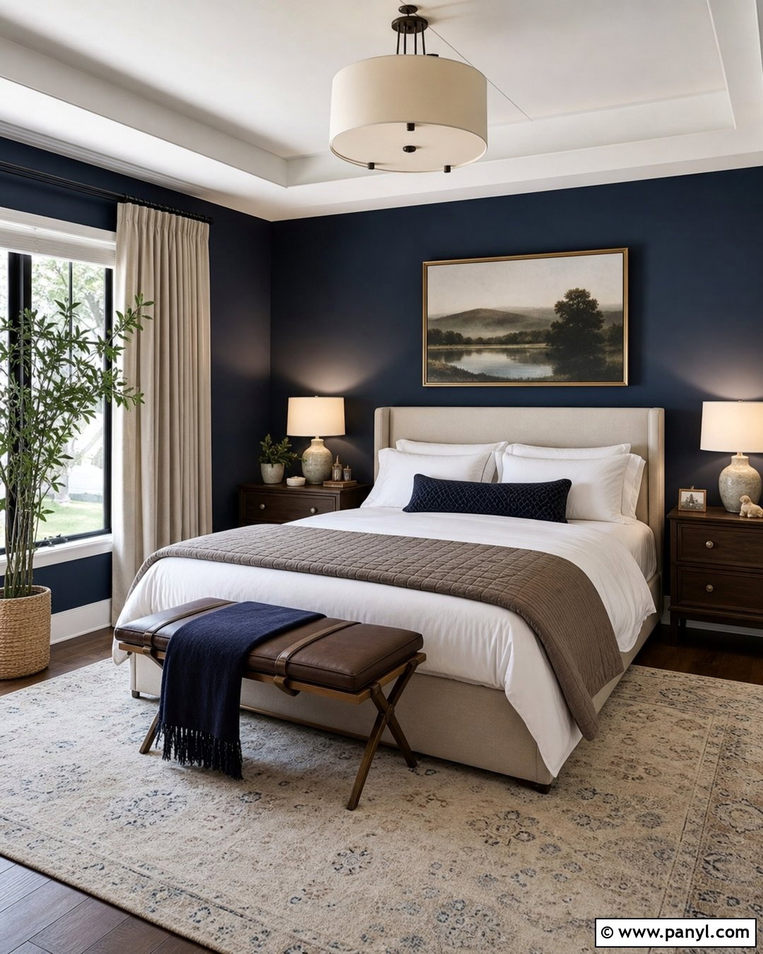 Navy Guest Bedroom Accent Wall - 35 Navy Accent Wall Ideas