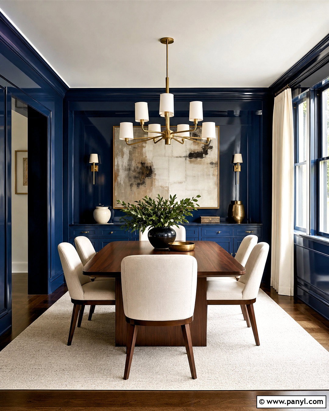 Navy High Gloss Dining Room Walls - 20 high gloss walls