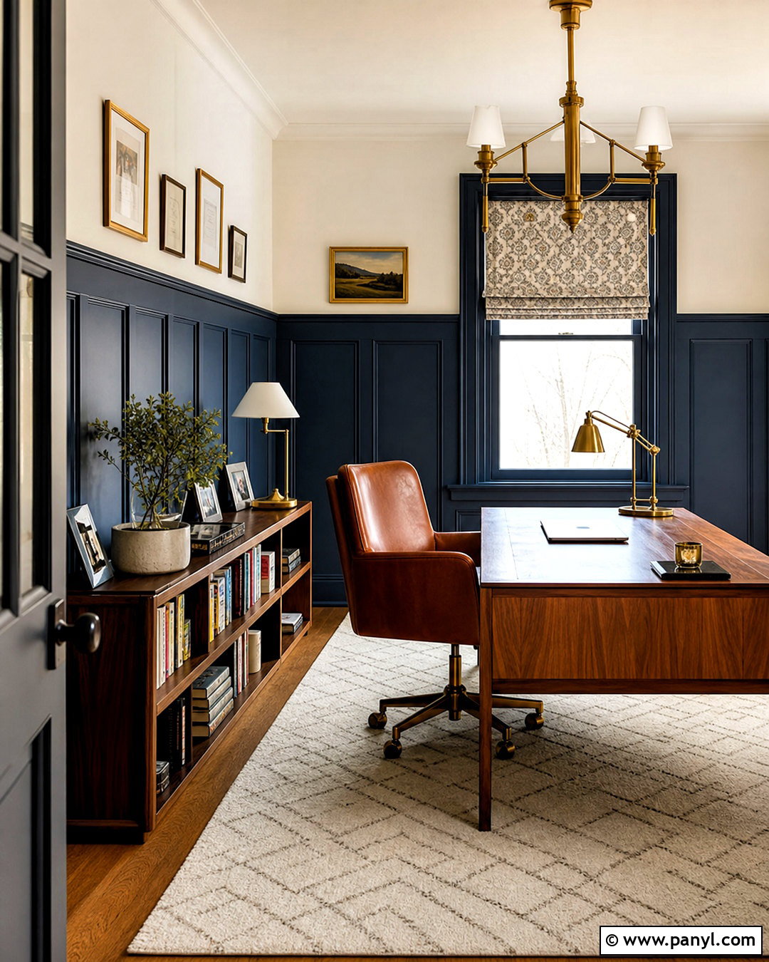 Navy High Wainscoting Home Office - 20 high wainscoting ideas