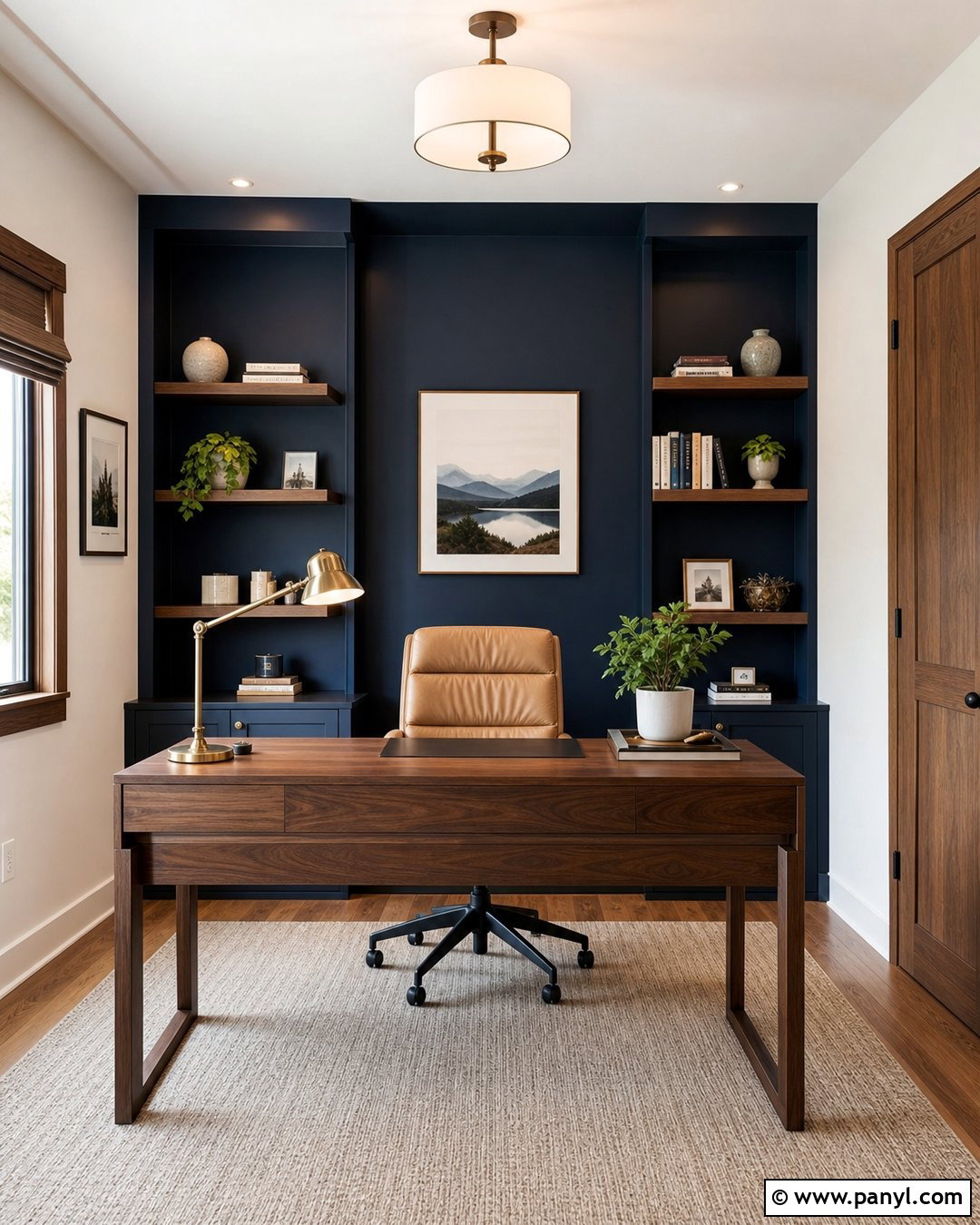 Navy Home Office Accent Wall - 35 Navy Accent Wall Ideas