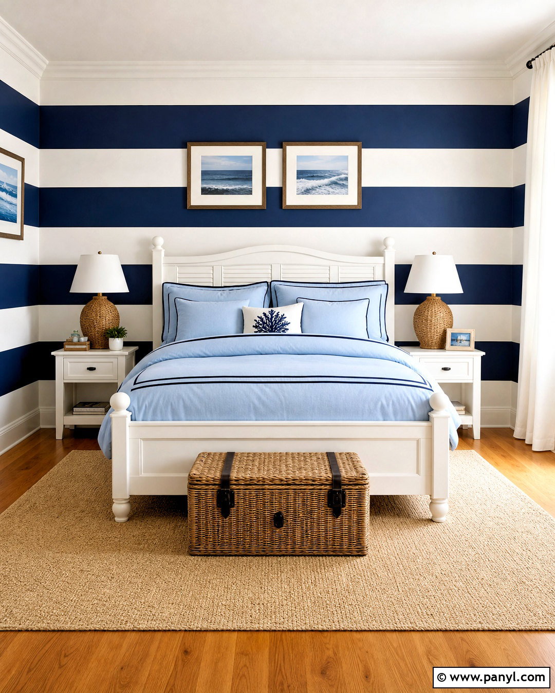 Navy Horizontal Striped Bedroom Walls - 20 striped bedroom walls