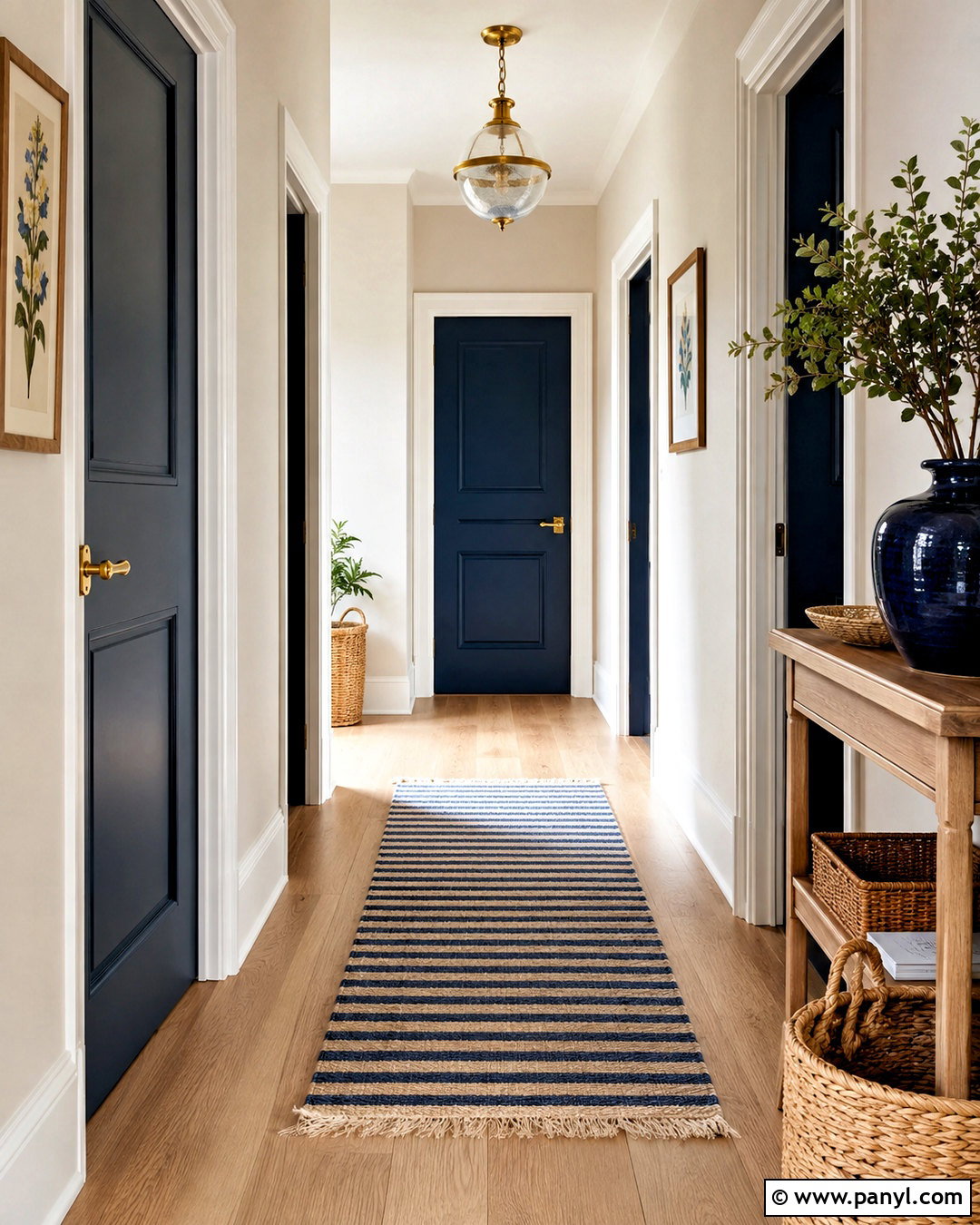Navy Interior Doors With Soft White Walls - 20 painted interior doors colour schemes