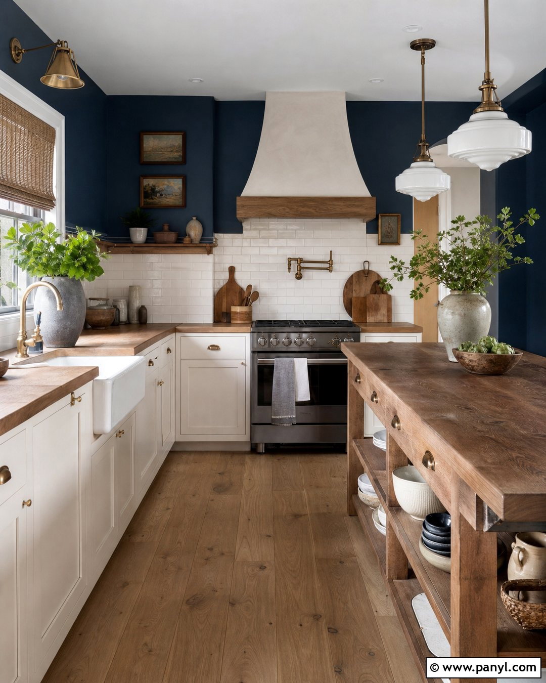 Navy Kitchen Walls In A Farmhouse Kitchen - 30 navy kitchen walls