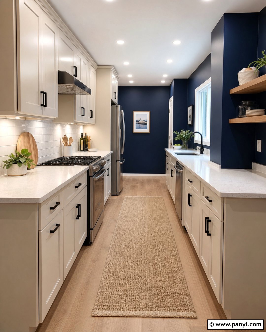Navy Kitchen Walls In A Galley Kitchen - 30 navy kitchen walls