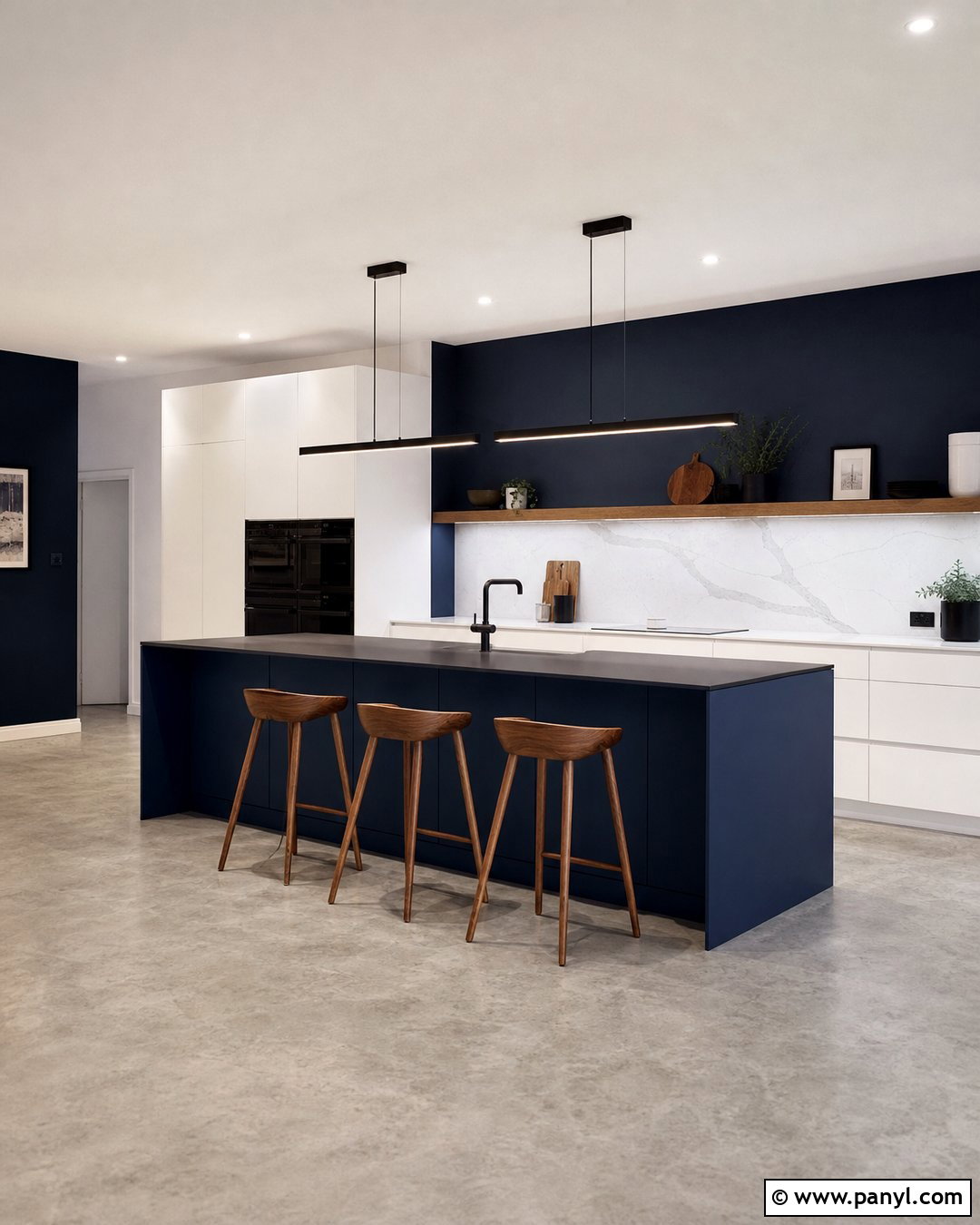 Navy Kitchen Walls In A Modern Kitchen - 30 navy kitchen walls