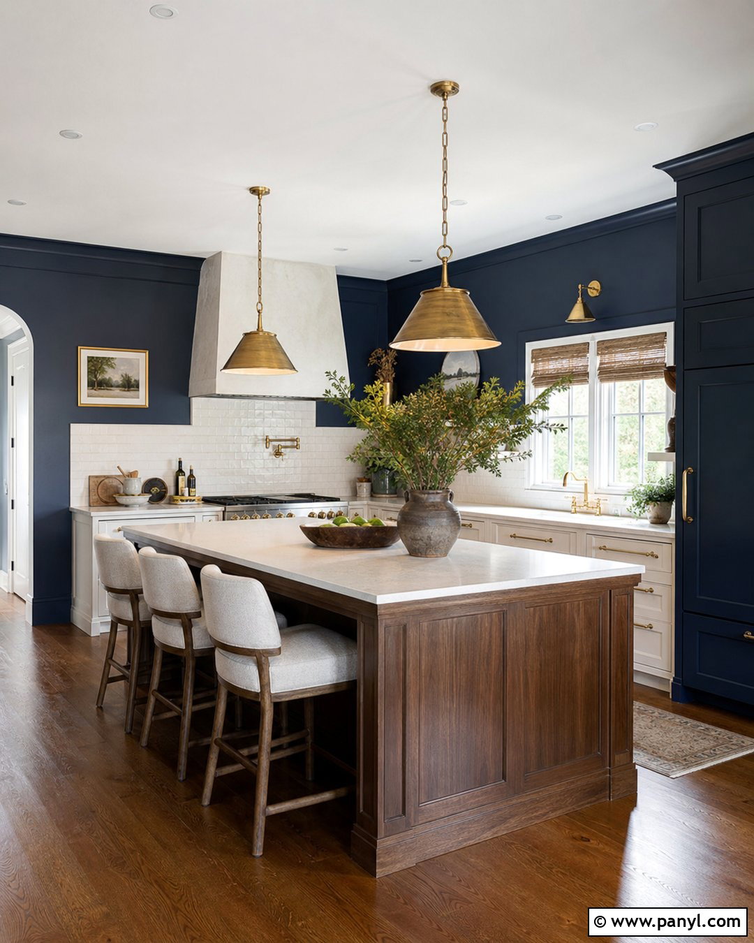Navy Kitchen Walls With Brass Hardware - 30 navy kitchen walls