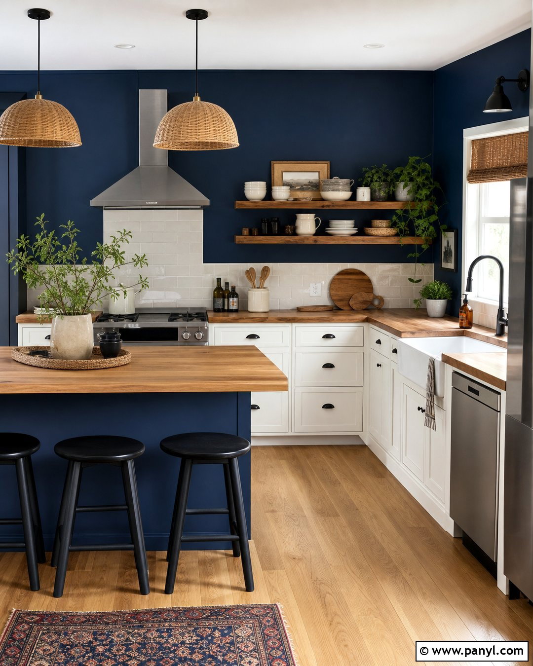 Navy Kitchen Walls With Butcher Block Counters - 30 navy kitchen walls