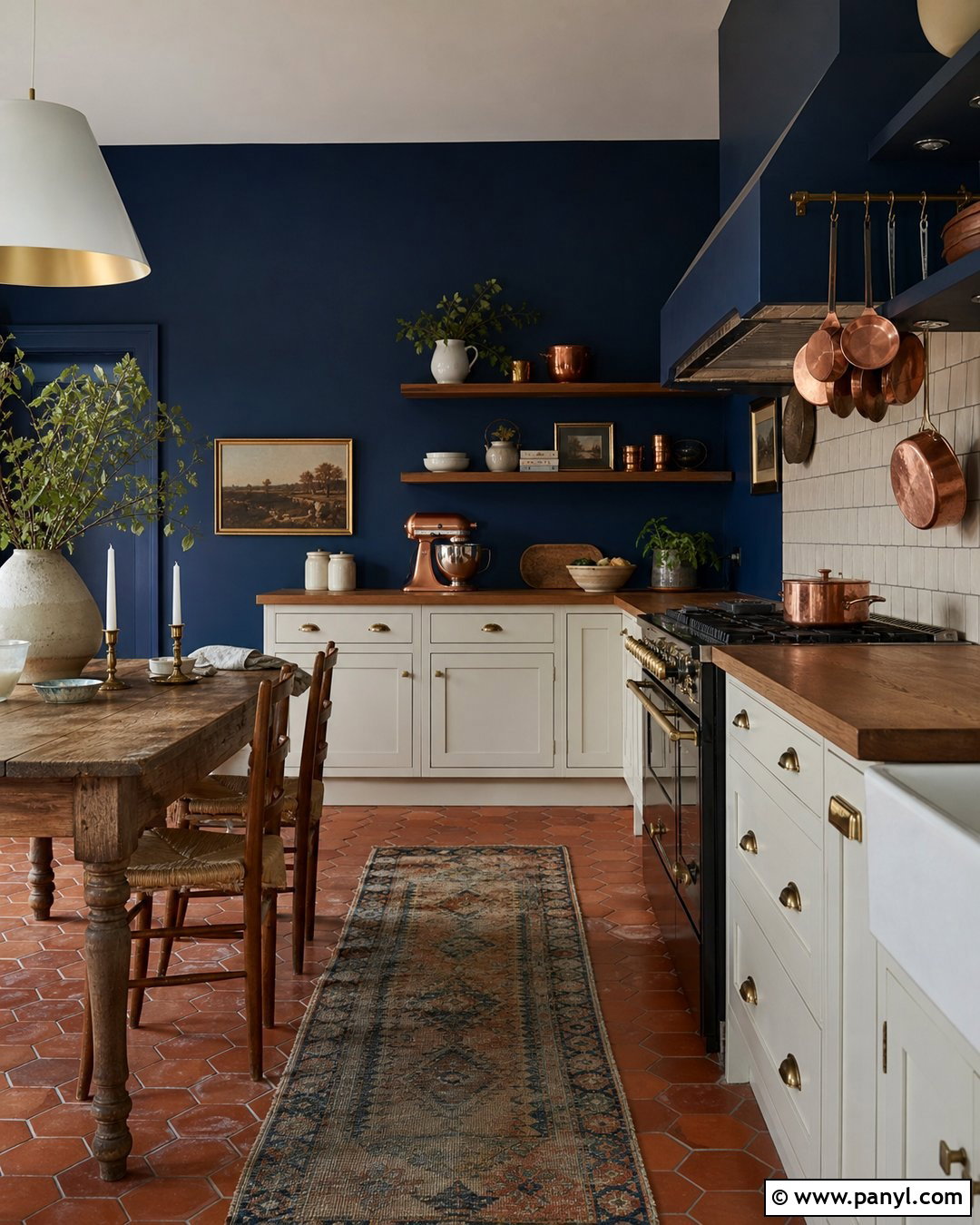 Navy Kitchen Walls With Copper Accents - 30 navy kitchen walls