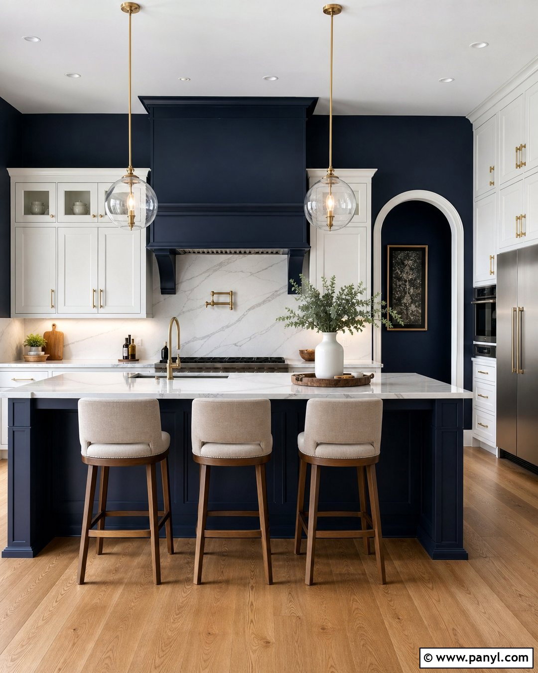 Navy Kitchen Walls With Marble Backsplash - 30 navy kitchen walls