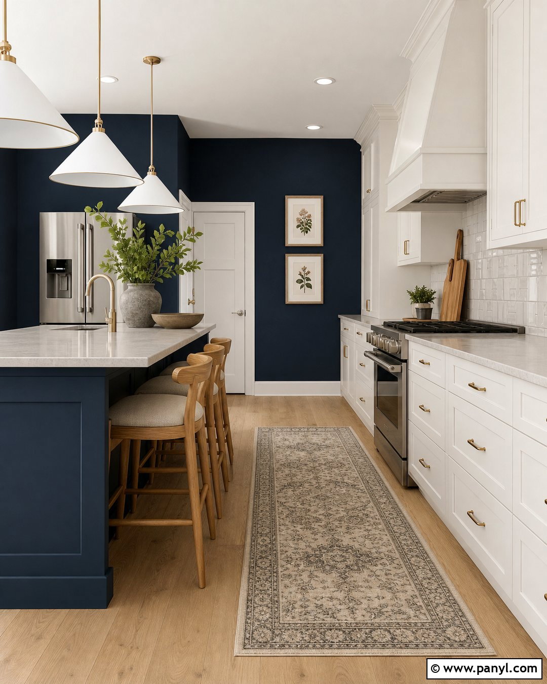 Navy Kitchen Walls With Oak Flooring - 30 navy kitchen walls