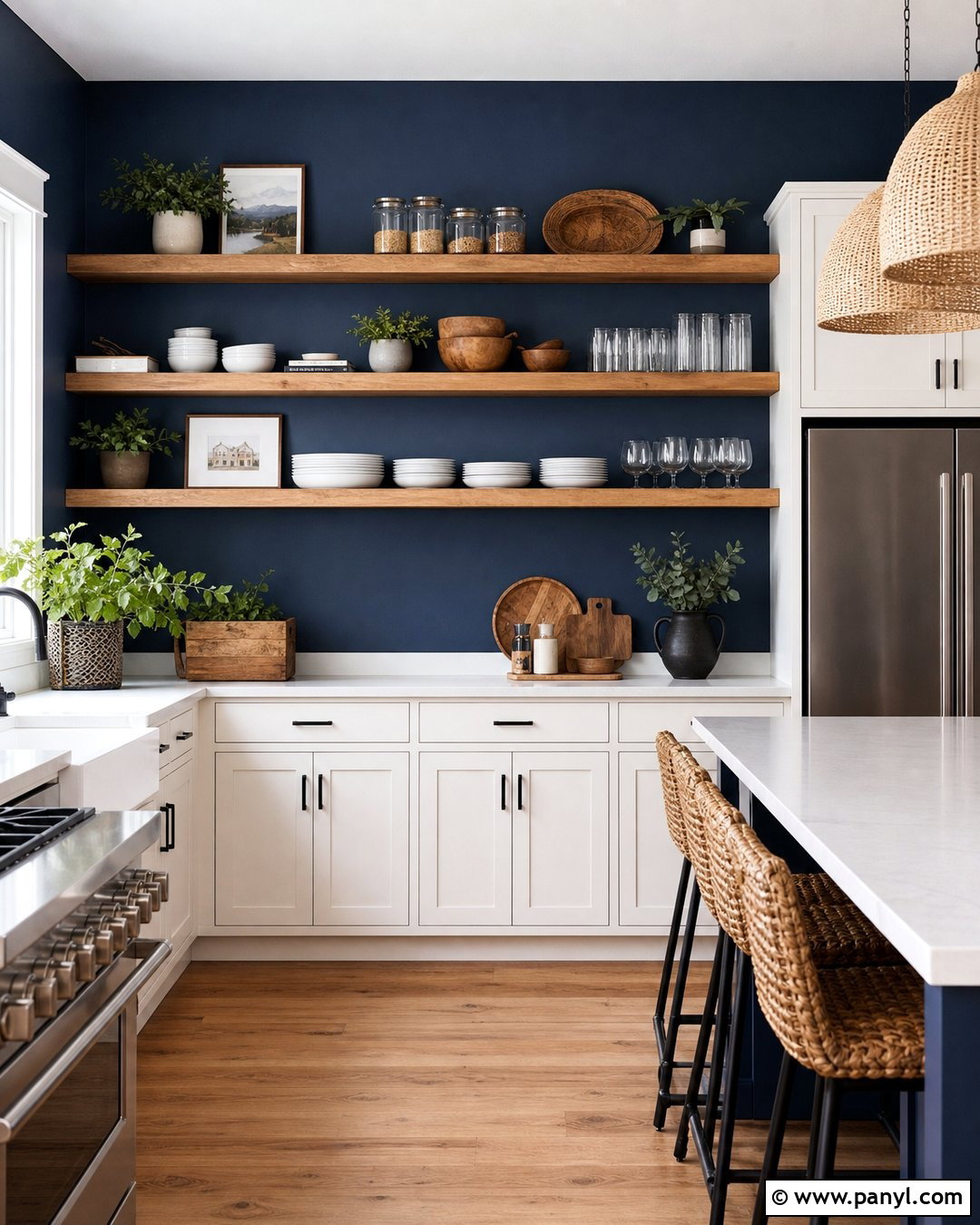 Navy Kitchen Walls With Open Shelving - 30 navy kitchen walls