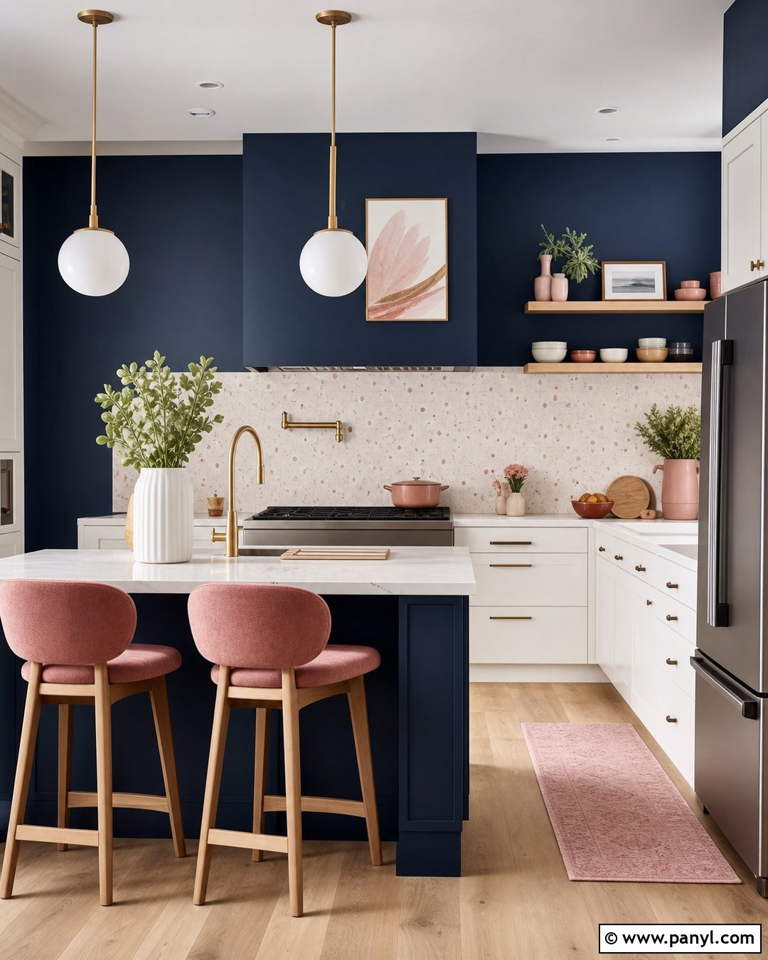 Navy Kitchen Walls With Pink Accents - 30 navy kitchen walls