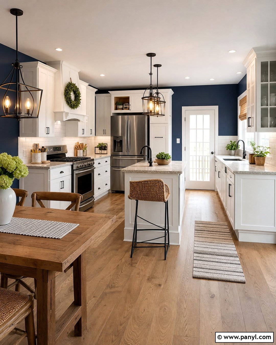 Navy Kitchen Walls With White Subway Tile - 30 navy kitchen walls