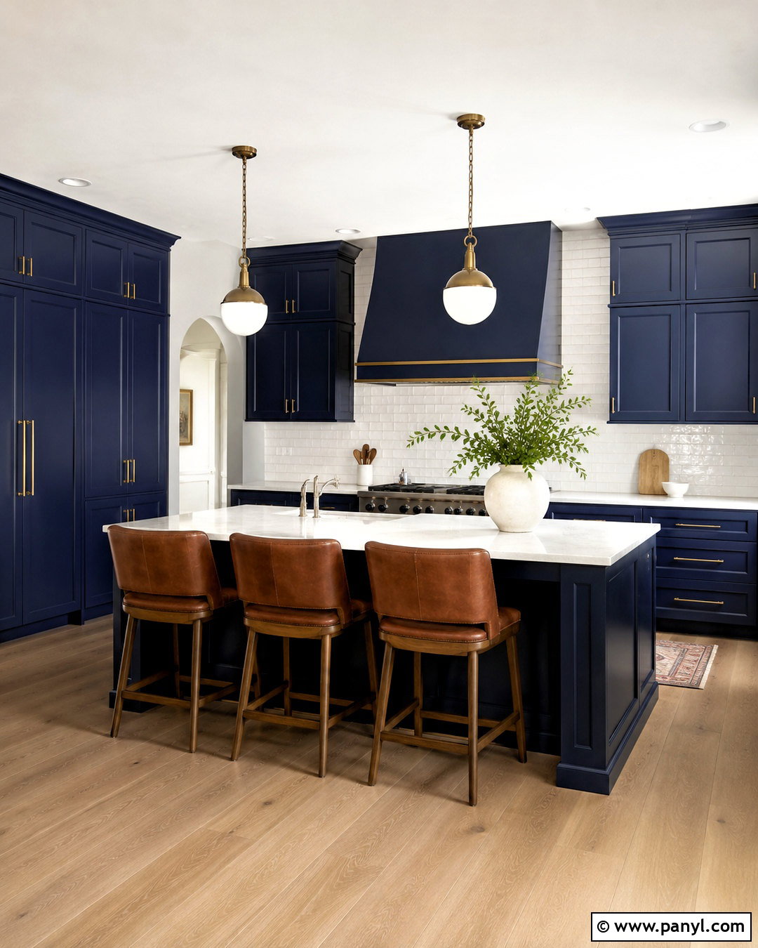 Navy Kitchen With Brass Hardware - 20 dark kitchen ideas