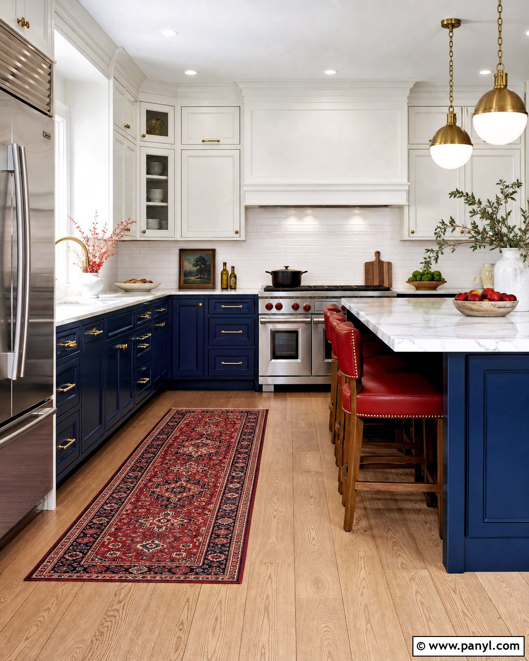 Navy Kitchen With Red Accents - 20 kitchen with red accents