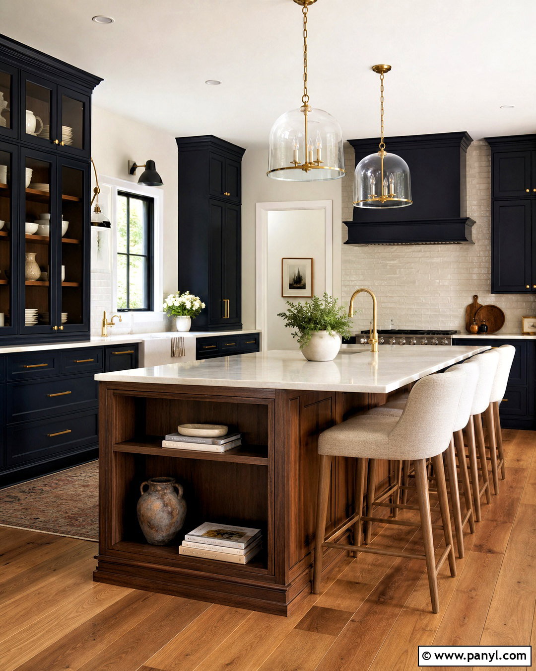 Navy Kitchen With Walnut Island - 20 navy and wood kitchen ideas