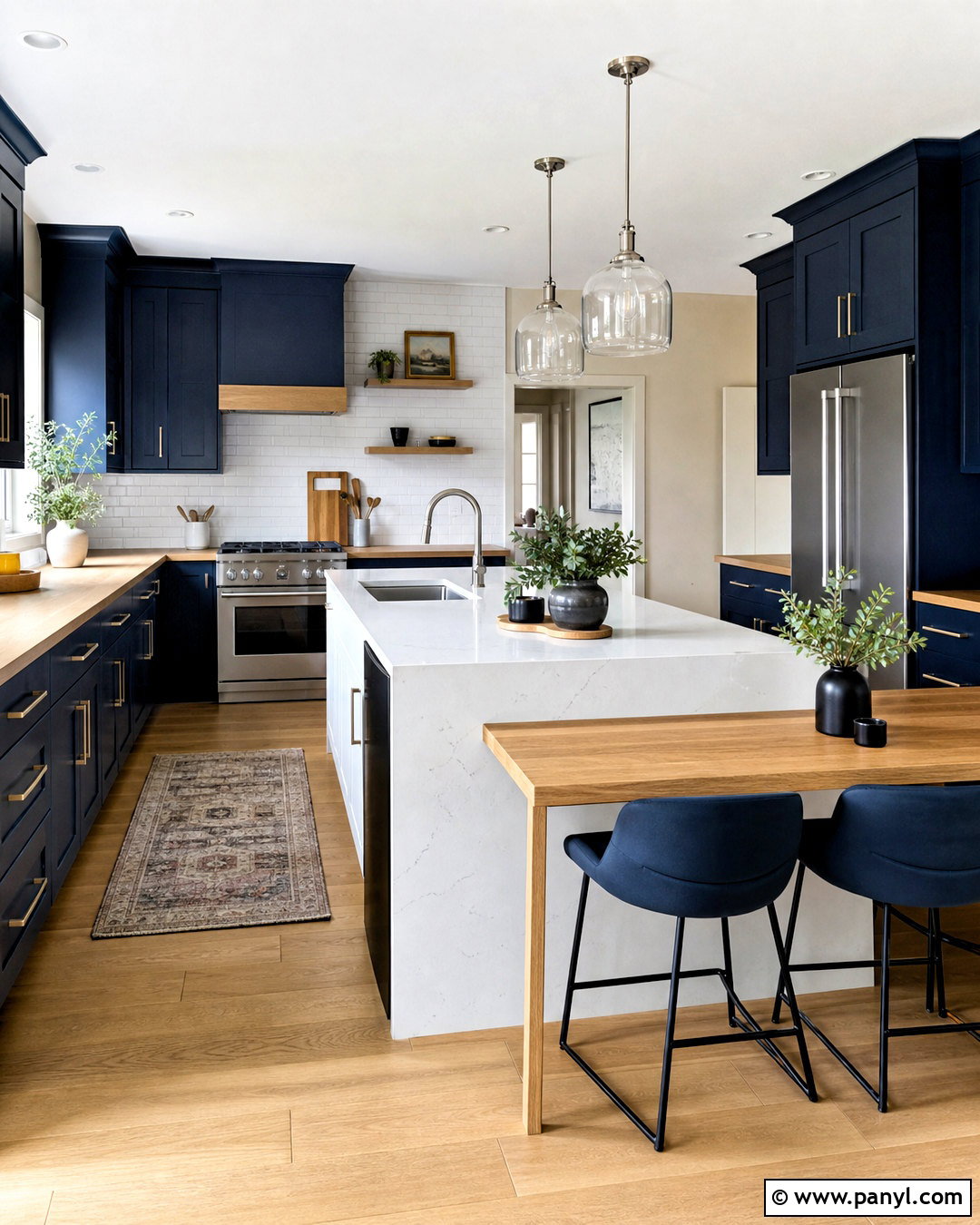 Navy Kitchen With Wood Countertops - 20 navy and wood kitchen ideas