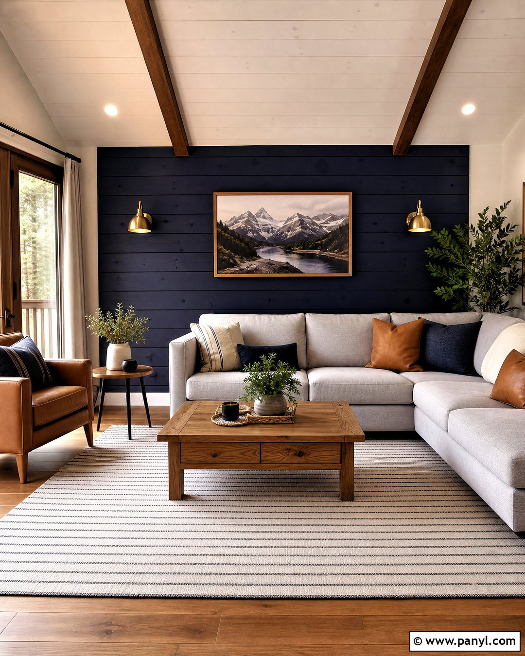 Navy Knotty Pine Accent Wall - 20 knotty pine walls makeover ideas