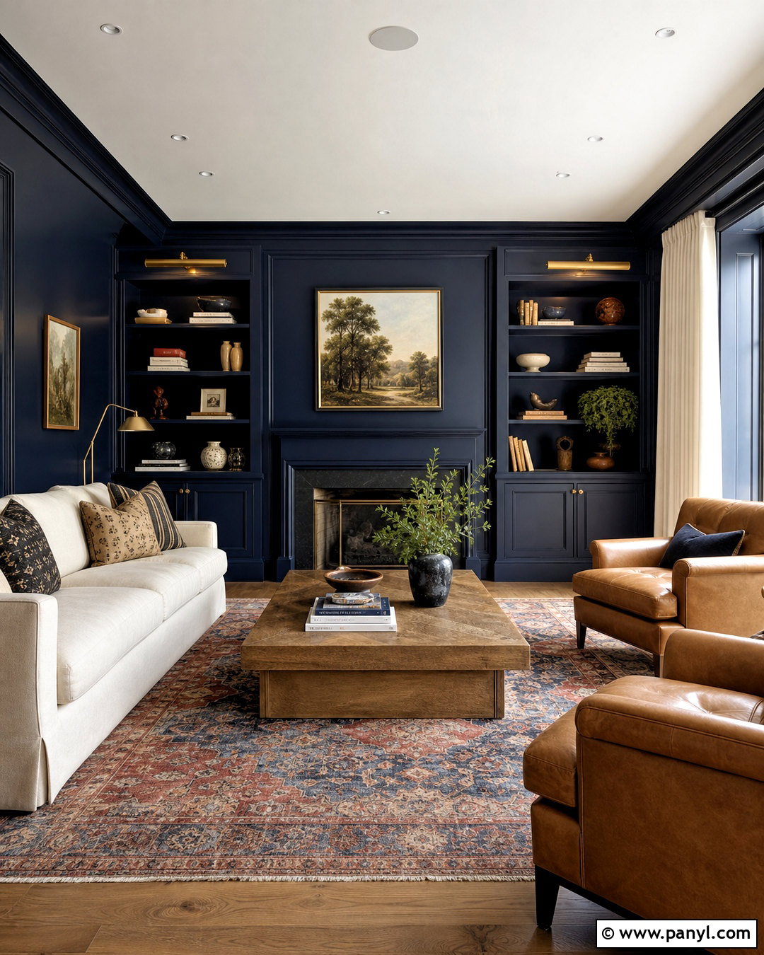 Navy Lacquered Living Room Walls - 20 lacquered walls