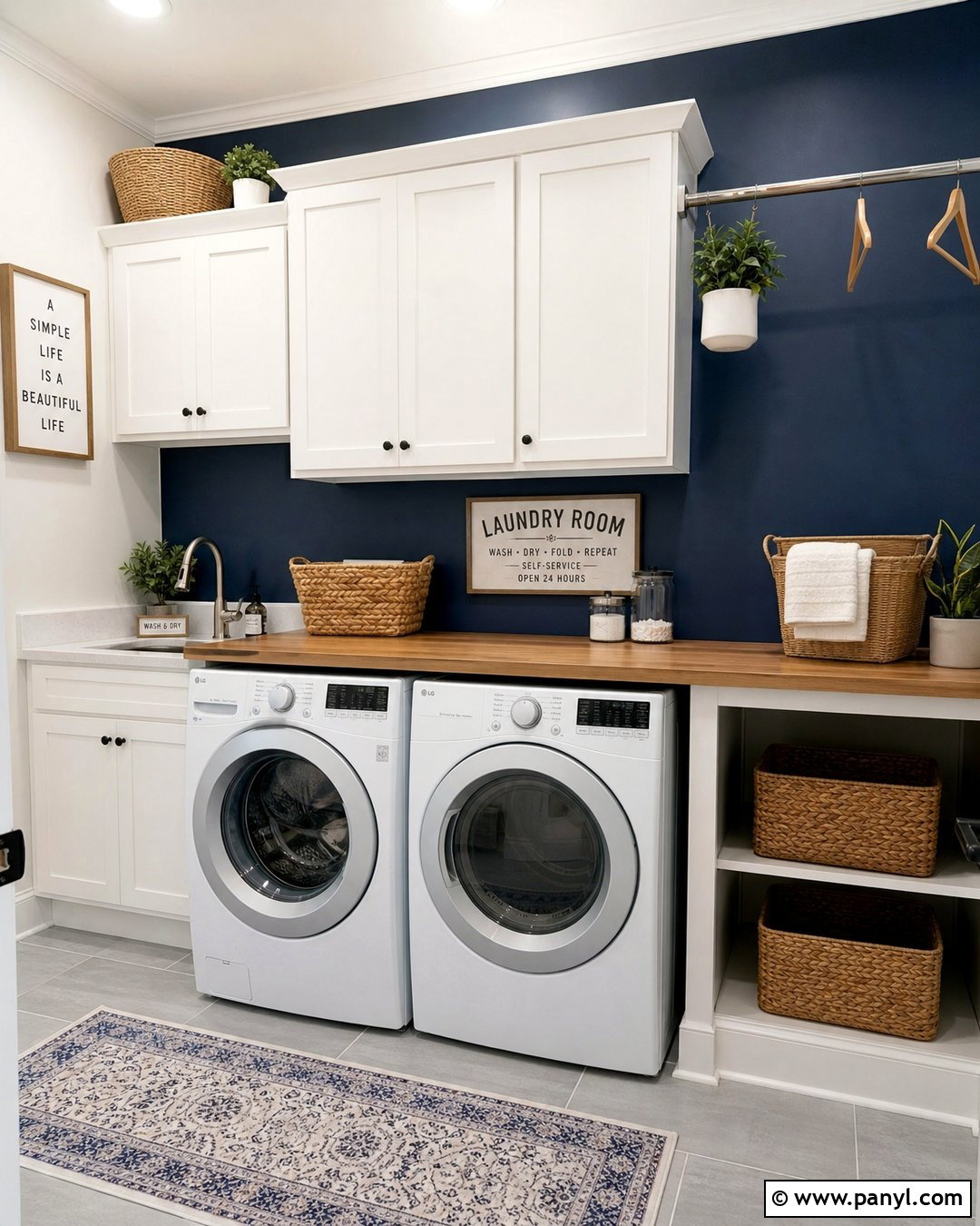 Navy Laundry Room Accent Wall - 35 Navy Accent Wall Ideas