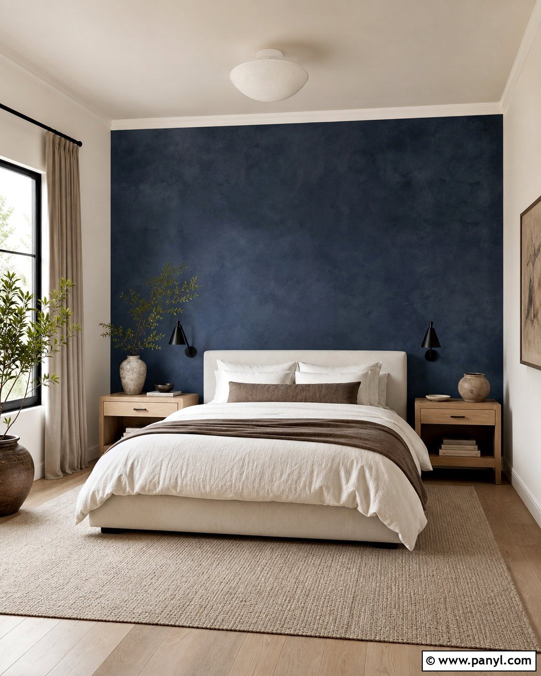Navy Limewash Accent Wall - 35 Navy Accent Wall Ideas