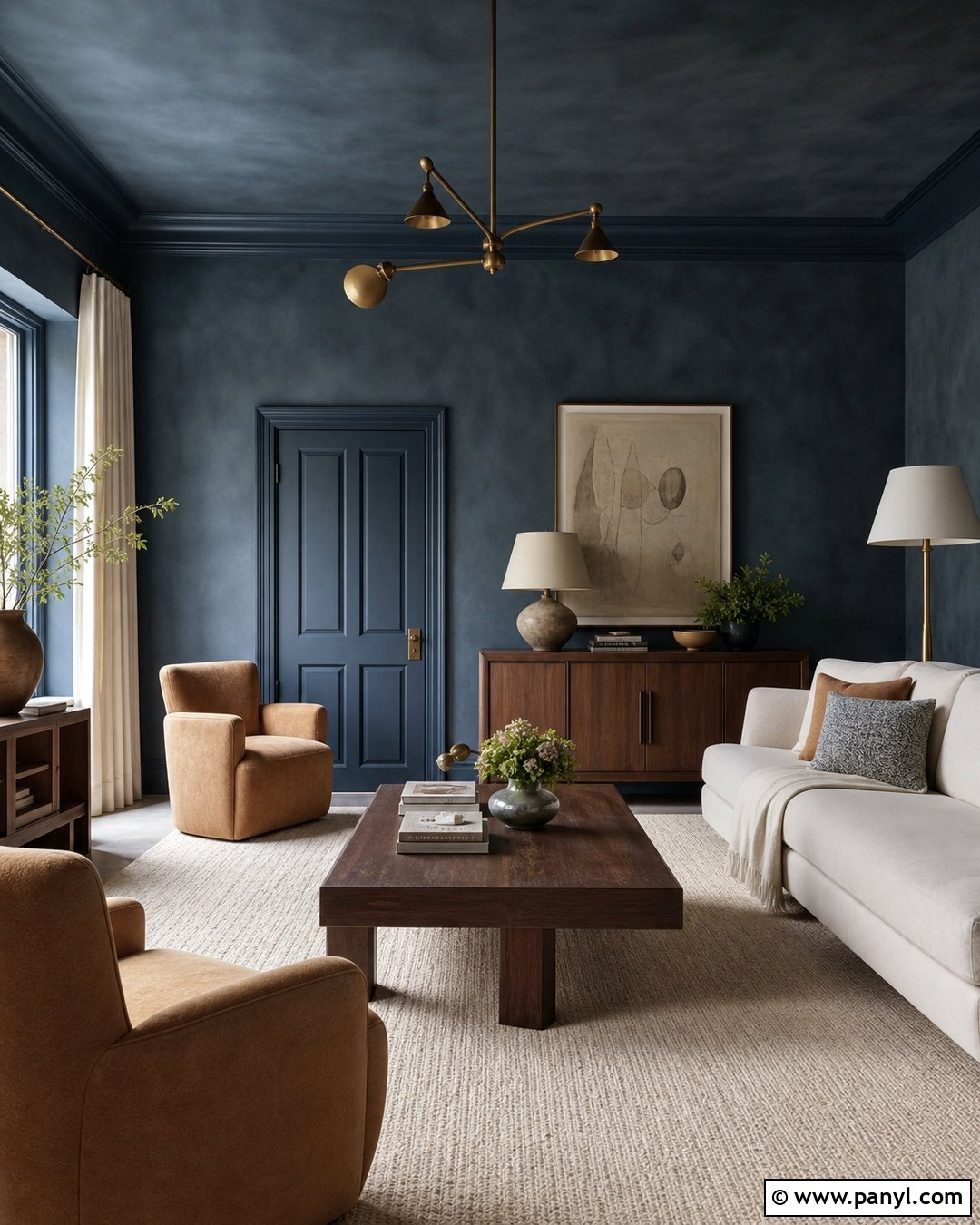 Navy Limewash Color Drenching - 25 Navy Limewash Walls