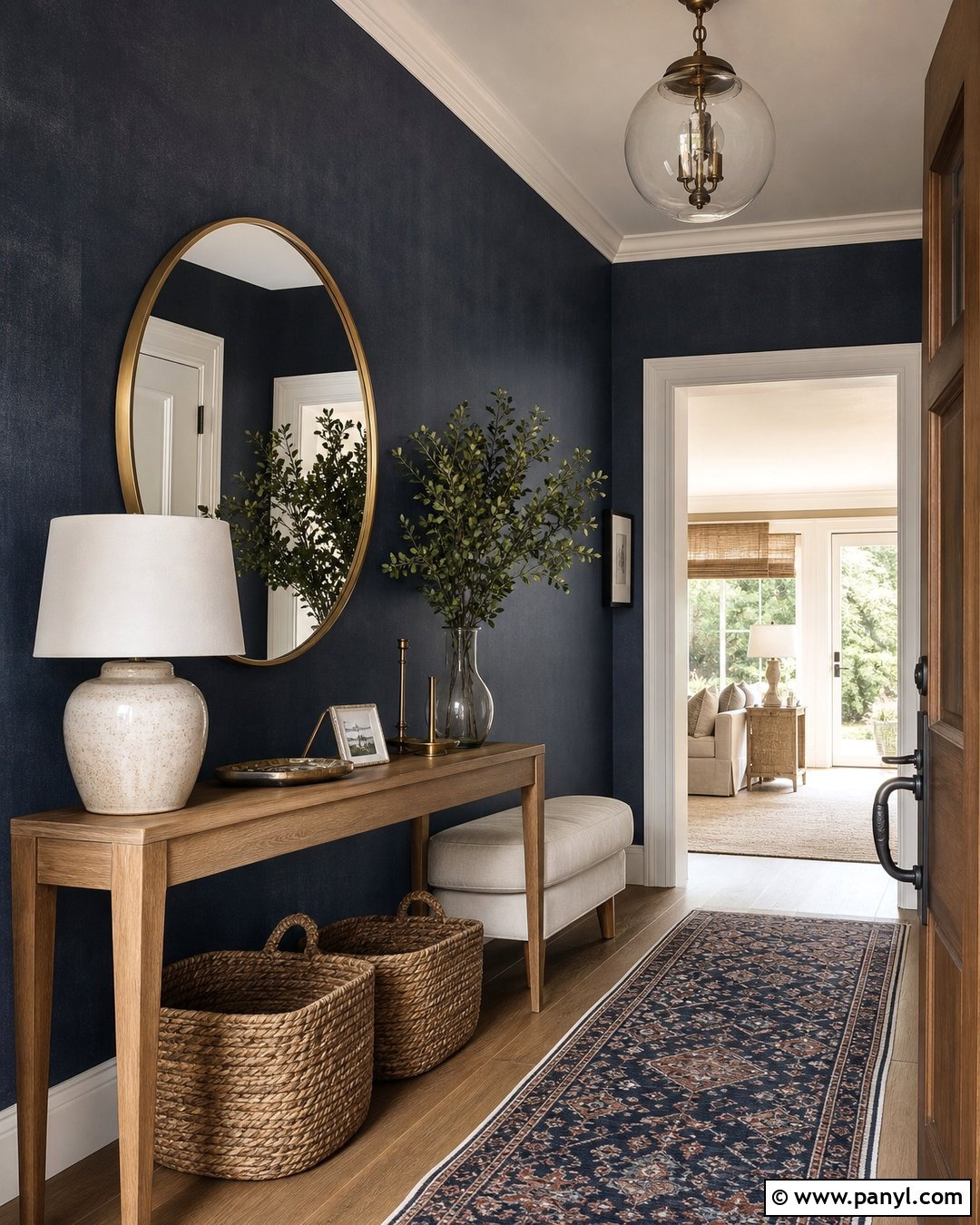 Navy Limewash Entryway - 25 Navy Limewash Walls