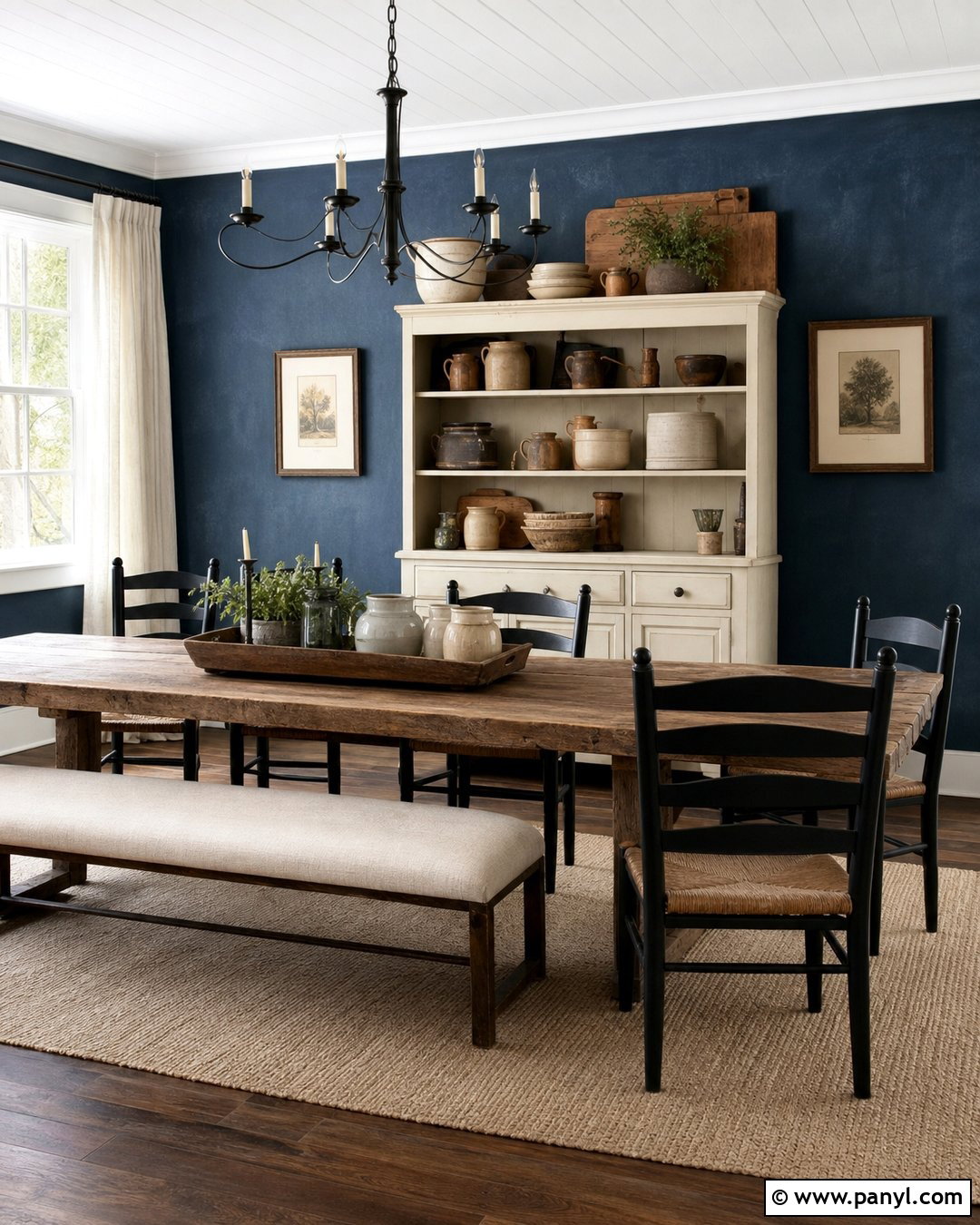 Navy Limewash Farmhouse Dining Room - 25 Navy Limewash Walls