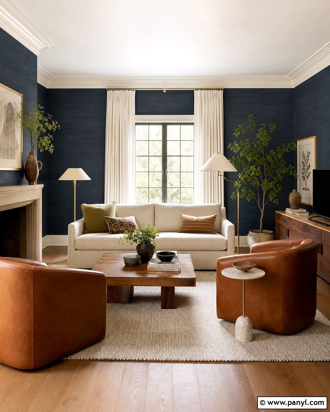 Navy Limewash Living Room - 25 Navy Limewash Walls