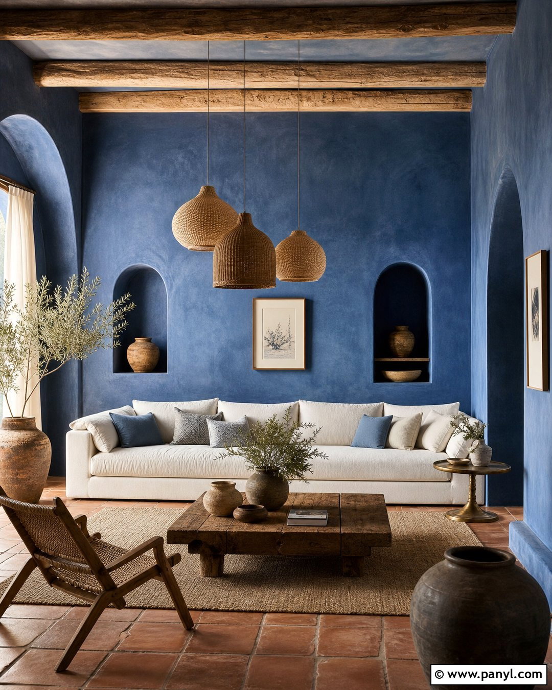 Navy Limewash Mediterranean Room - 25 Navy Limewash Walls
