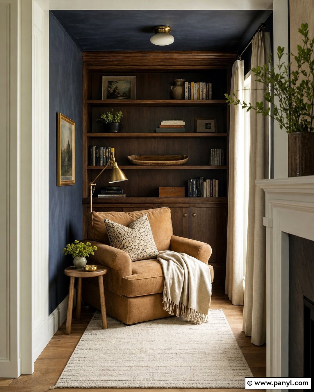 Navy Limewash Reading Nook - 25 Navy Limewash Walls