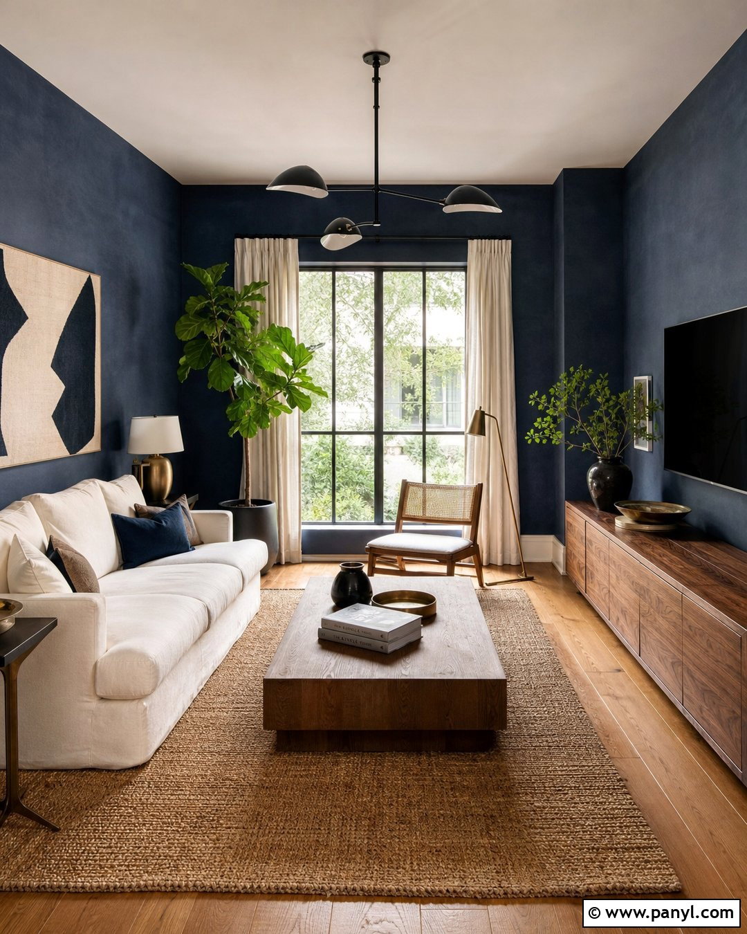Navy Limewash With Warm Wood - 25 Navy Limewash Walls
