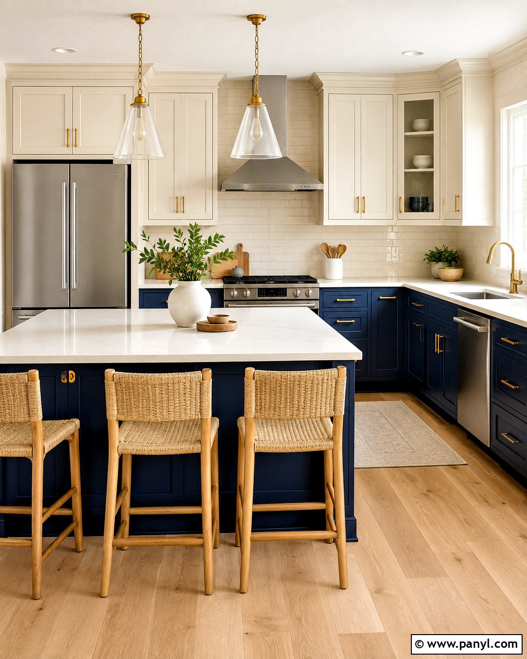 Navy Lower Cabinets And Cream Upper Cabinets - 20 navy and cream kitchen ideas