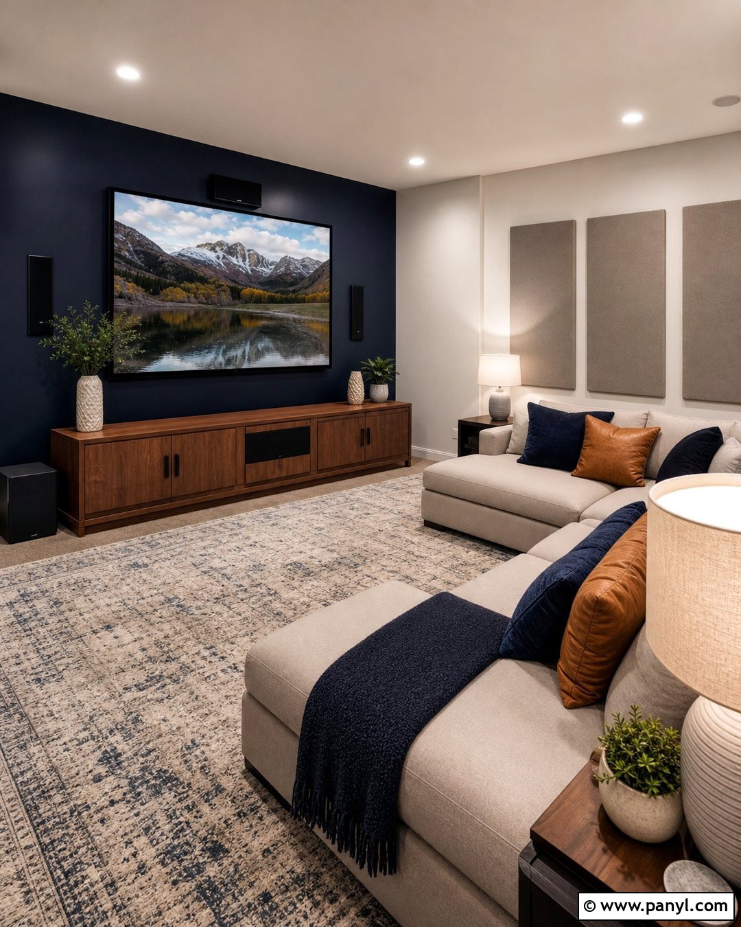 Navy Media Room Accent Wall - 35 Navy Accent Wall Ideas