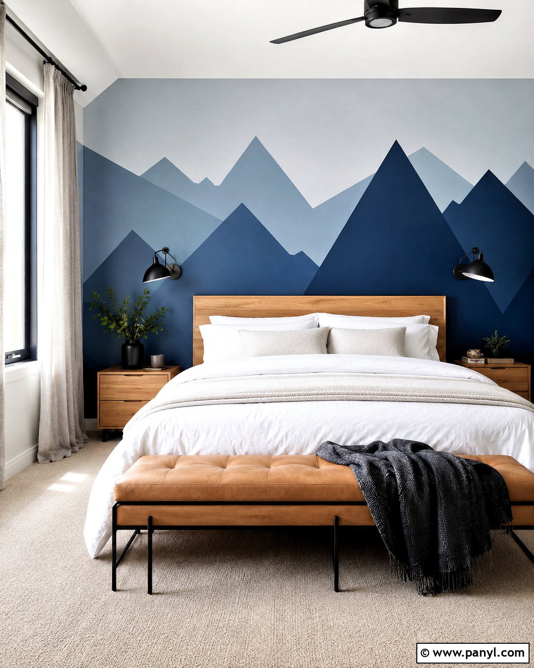 Navy Mountain Geometric Wall Paint - 35 Simple Geometric Wall Paint Ideas