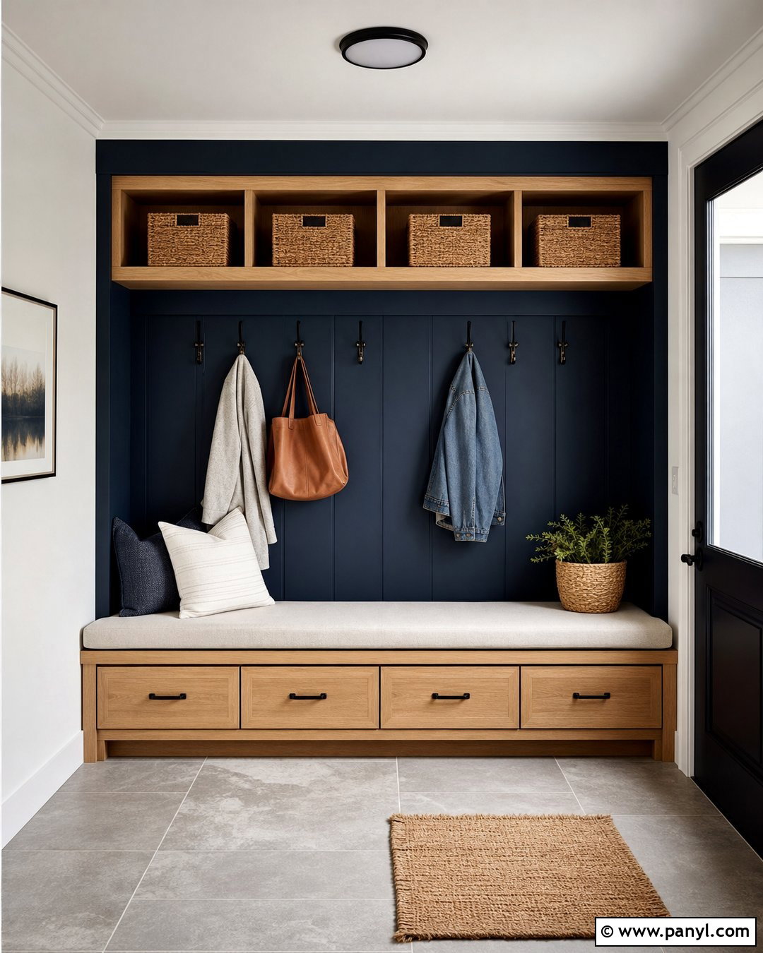 Navy Mudroom Accent Wall - 35 Navy Accent Wall Ideas