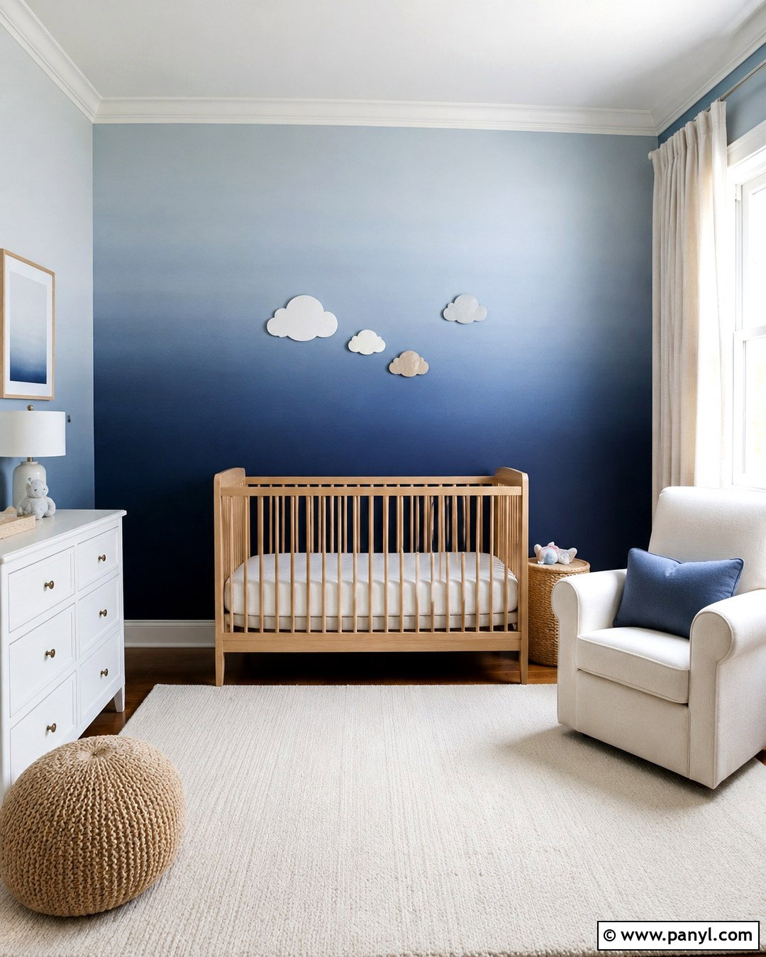 Navy Ombre Wall Nursery - 20 How To Paint An Ombre Wall Ideas