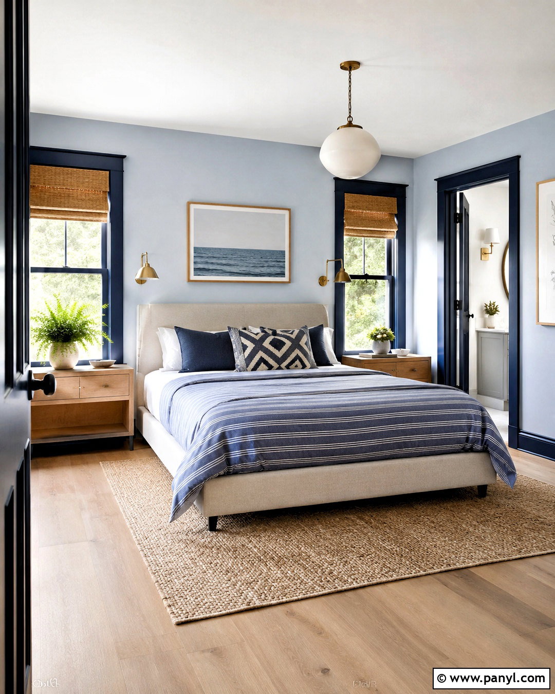 Navy Painted Baseboards With Pale Blue Walls - 20 painted baseboards