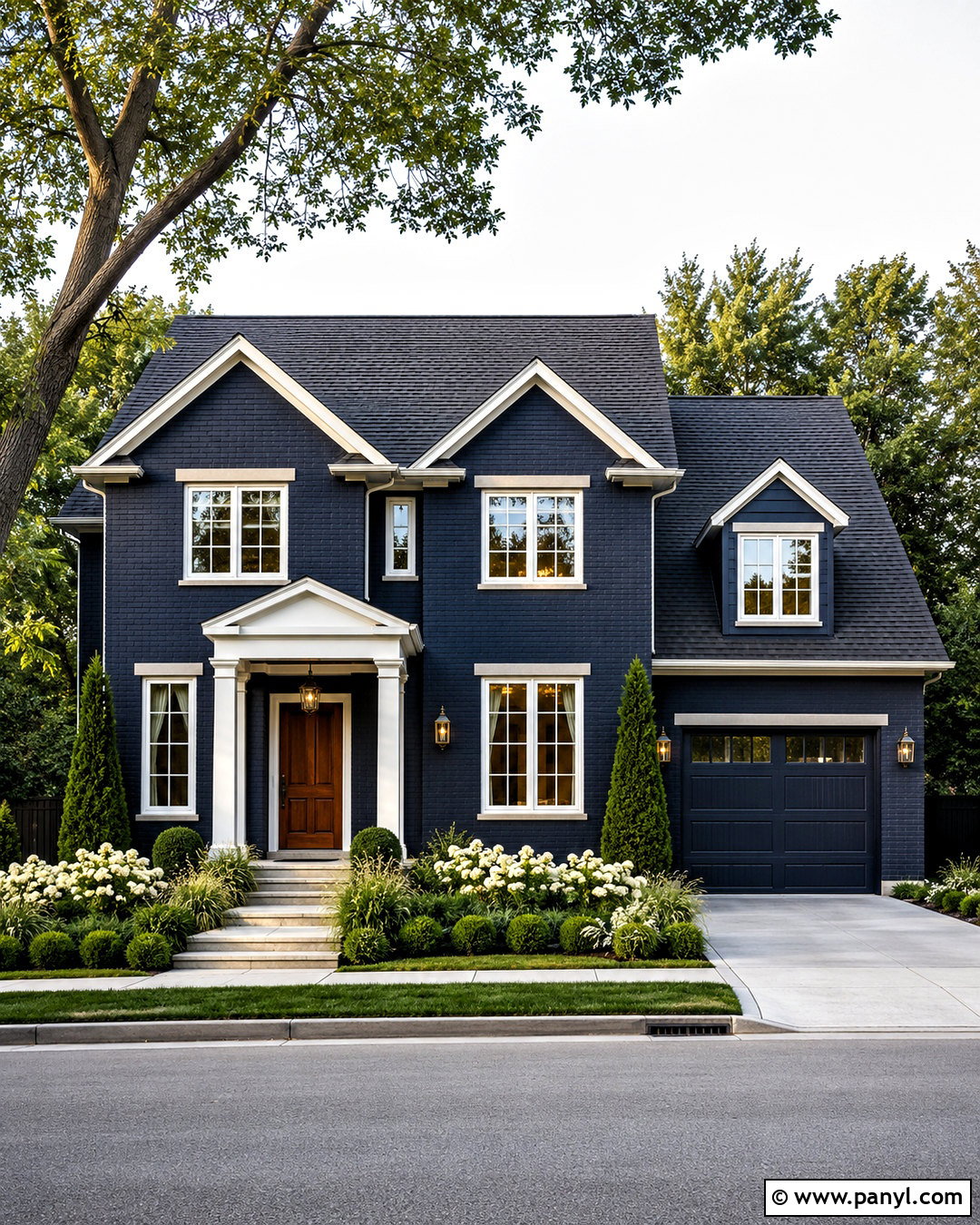Navy Painted Brick Home - 20 painted brick homes