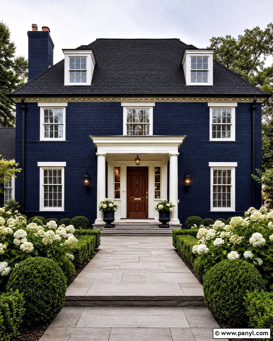 Navy Painted Brick House - 20 painted brick house exterior before and after ideas