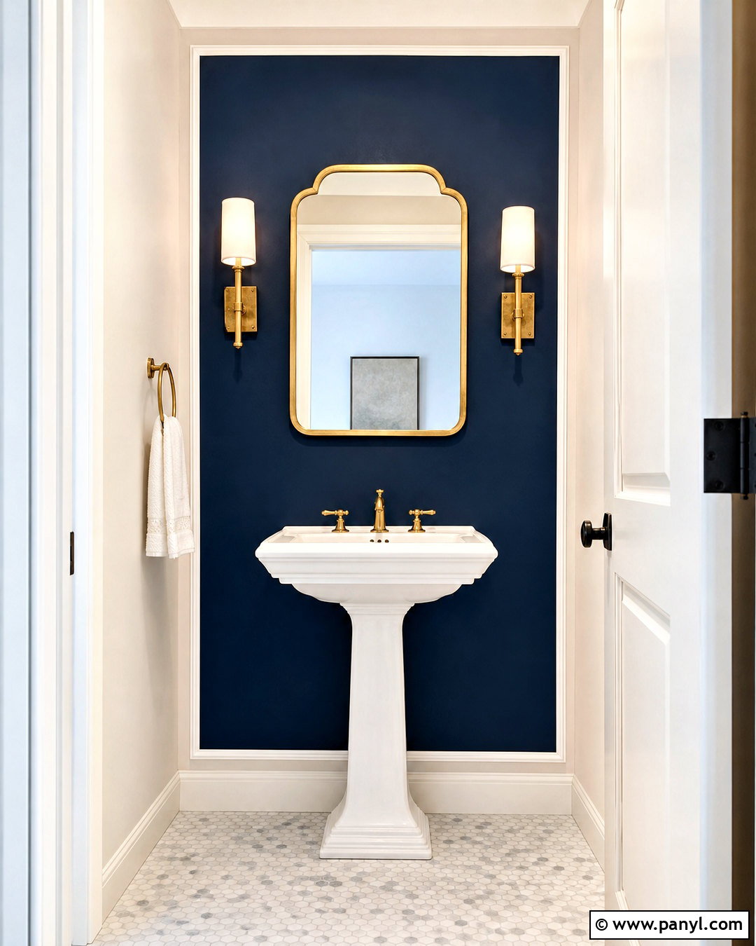 Navy Painted Half Bath Accent Wall - 20 half bath accent wall ideas