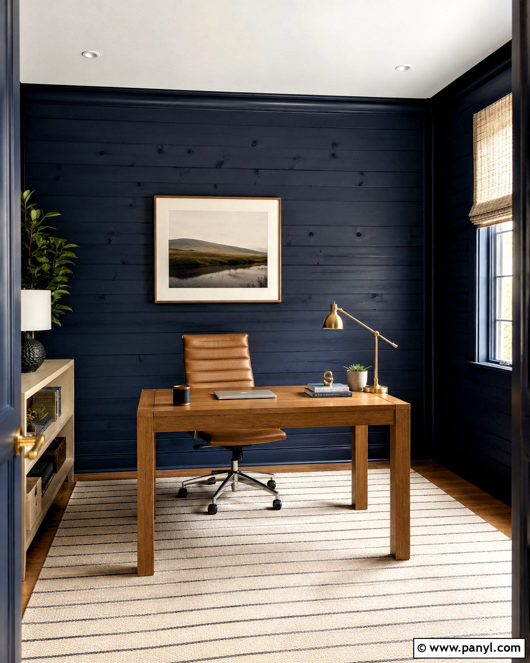 Navy Painted Knotty Pine Office Walls - 20 painted knotty pine walls before after ideas