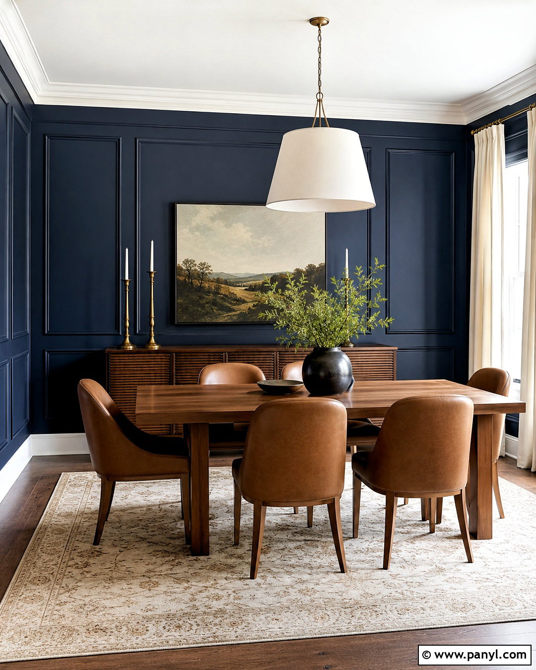 Navy Paneled Dining Room - 20 dark paneled walls