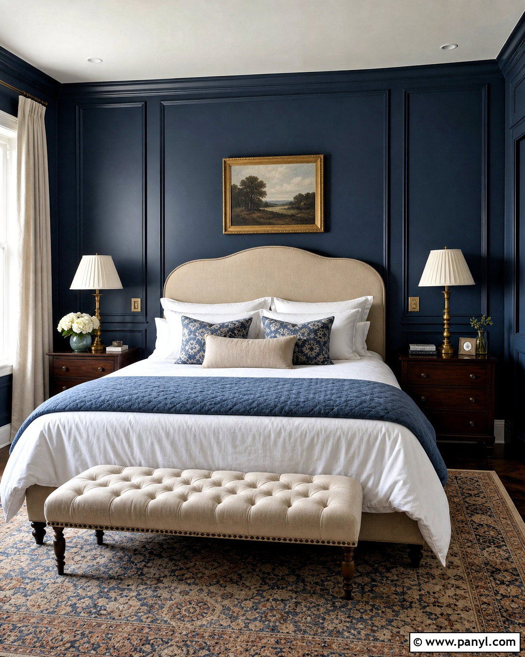 Navy Picture Frame Molding Bedroom - 20 navy accent wall bedroom ideas
